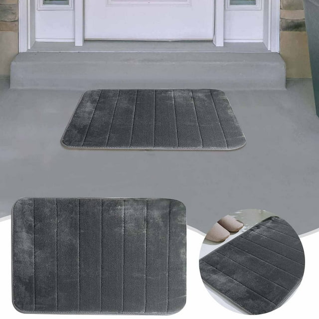 Alfombra de baño de espuma a rayas | Tapete de baño de terciopelo suave y absorbente | Acolchado grueso de 1,9 cm | Parte inferior con puntos antideslizantes | Alfombra lavable a máquina para el
