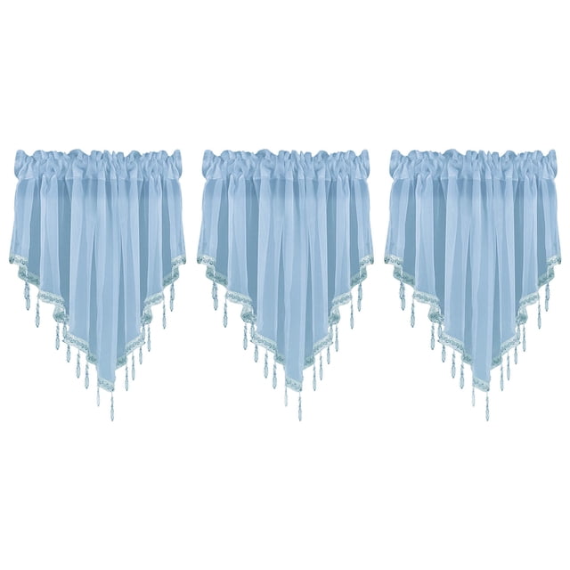 Giyblacko Rideaux Occultants 3 Pcs Couleur Unie Finie Rideau Draperie 51x24 Décoration Maison Rideau Triangle Écran Cuisine Court Rideau