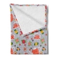thumbnail image 2 of Cartoon Soft Flannel Fleece Throw Blanket, Cartoon Like Tea Pots with Retro Polka Dots in Orange Colored Flowers Art Print, Cozy Plush for Indoor and Outdoor Use, 60" x 80", Multicolor, by Ambesonne, 2 of 5