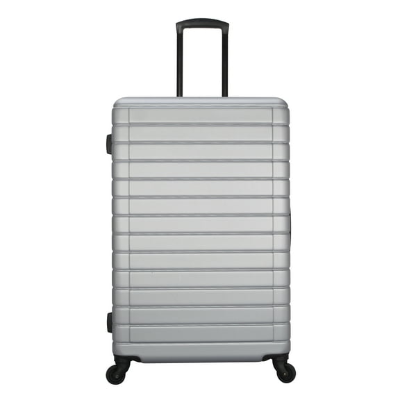 Protege Vacationer 24-Inch Checked Expandable Hardside Luggage With 360-Spinner Wheels and Divider Pockets, Silver