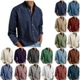 thumbnail image 6 of qucoqpe Men's Classic Long Sleeve Shirt Trendy Plus Size Button Down Turndown Collared Blouse Casual Tops with Chest Pocket, 6 of 6