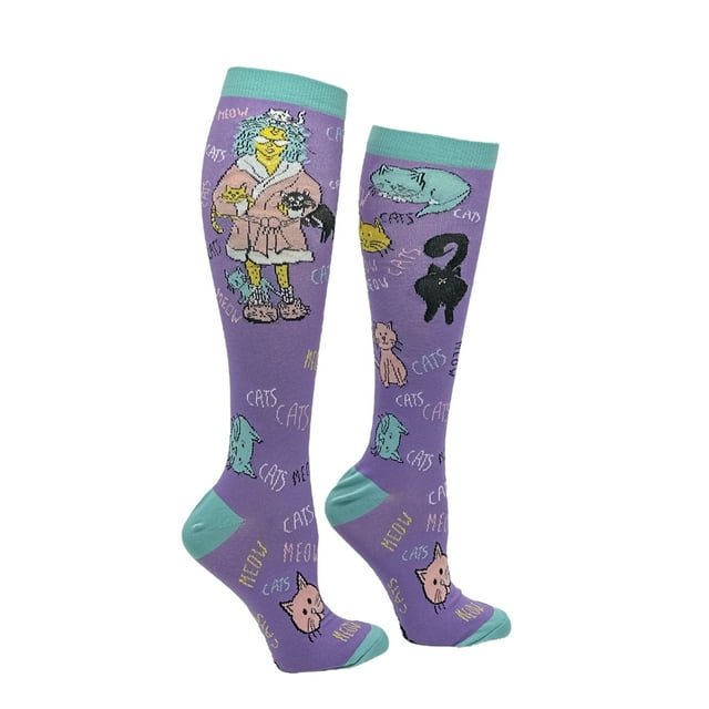 Chaussettes de Compression Amusantes pour Chaton Cat Lady pour Femmes Taille Unisexe