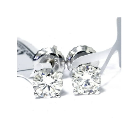 IGI Certified 1 Carat Round Diamond Studs 14K White Gold Screw back Earrings (1 cttw, G-H Color, SI2-I1 Clarity)