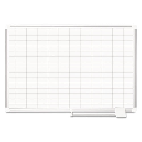 MasterVision Magnetic Platinum Porcelain Dry Erase 1 x 2 Inch Grid Planner, 36x24 Inch, Aluminum Frame (CR0630830)