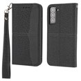 thumbnail image 1 of Wallet Case for Samsung Galaxy S21 FE (5G),Slim Leather Magnetic Folio Flip Kickstand Card Holder Hand Wrist Strap Wallet Case Cover For Samsung Galaxy S21 FE,Black, 1 of 10