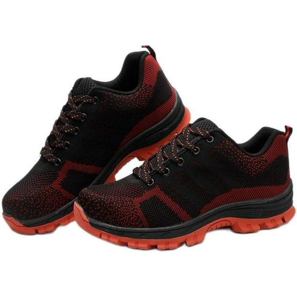 FYBTOF Men Safety Shoes Breathable Steel Toe Punture Proof Work Boots Protective Footwear Industrial Safety Shoes for Workshop Plant Construction Site(42-red)-1779