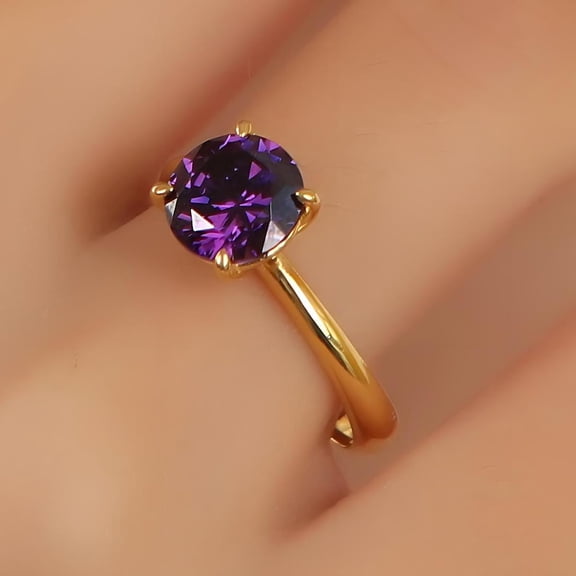natural amethyst ring purple gemstone promise ring cushion cut February birthstone ring silver ring