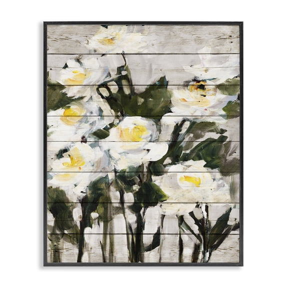 Stupell Industries Rustic Lodge Abstract Wood Panel Flower Black Framed Giclee Art, 11 x 14, by Jane Slivka