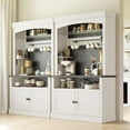 thumbnail image 6 of Litake Coffee Bar Cabinet with Storage LED Buffet Cabinet 72" Farmhouse Kitchen Sideboard Large Coffee Hutch Cabinet with Wine Rack/Glass Shelf for Kitchen, Dining Room, Living Room, 6 of 8