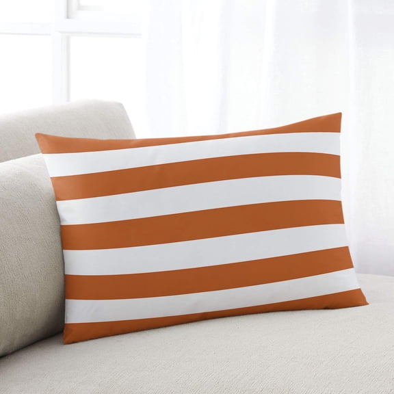 Orange Stripes Throw Pillow Cover, Pillowcase Protectors with Zipper, Breathable Decorative Lumbar Pillow Case Cover, Simple Orange White Texture Pillow Shams for Couch Sofa 12x20Inch