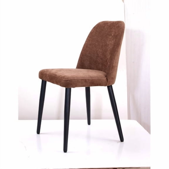 Xukmct 4 Pack Fabric Upholstered Side Chair with Metal Legs, Modern Armless Dining Chair for Kitchen, Restaurant, Living, Meeting Room, Dark Brown