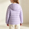 thumbnail image 6 of AUDeals Boys Girls Packable Puffer Jacket, Kids Hooded Lightweight Coat with Storage Bag, Warm Windproof Polyester Outerwear (Light Violet, 18-24 Months), 6 of 8
