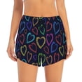 thumbnail image 2 of Picia Colored Hearts Pattern Women's 2 in 1 Athletic Running Shorts High Waisted Workout Casual Gym Sweat Shorts with Comfy Liner Zipper Pockets-XX-Large, 2 of 9