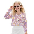 thumbnail image 3 of Xoenoiee Axolotl Daisy Flower Print Girls Sweatshirt Cropped Pullover Lightweight Casual Long Sleeve Fall Clothes Outfits, 9-10 Years, 3 of 7