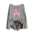 thumbnail image 1 of Birdeem Chandail pour Femmes, Journée de Sensibilisation au Cancer du Sein Imprimé Col Rond Manches Longues Mode Haut, Pulls pour Femmes, Longs Pulls pour Femmes, 1 of 4