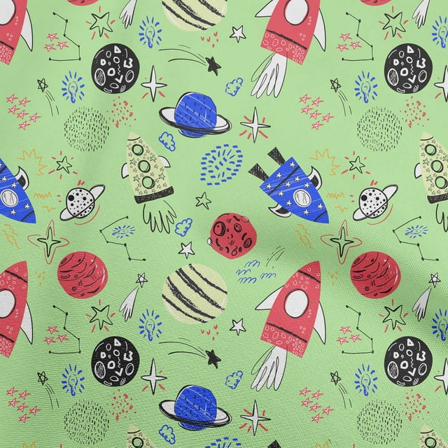 oneOone Silk Tabby Light Green Fabric Galaxy Craft Projects Decor Fabric Printed By The Yard 42 Inch Wide