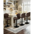 thumbnail image 3 of Bar Stools Set of 4, Adjustable Faux Leather Counter Height Barstools with footrest, Swivel Bar chiars 24-32inch for Bar, Kitchen Island, Dining Room,Brown, 3 of 15