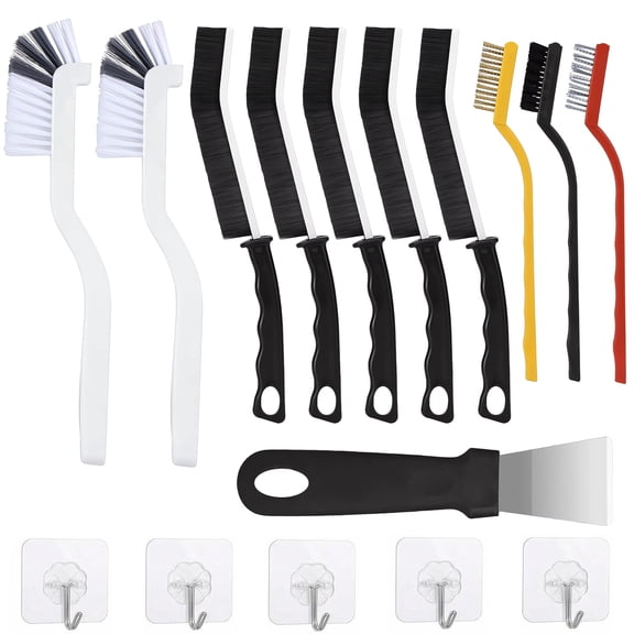16 Pcs Crevice Cleaning Brush Set, Hard Bristle Scrub Brush for Deep Cleaning, Ideal for Kitchen, Bathroom, Tiles, Bottles, and Blenders