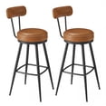 thumbnail image 1 of Barhocker 2er Set, hohe Drehhocker mit Rückenlehne, Kunstleder, für Küche und Bar, braun, 1 of 8