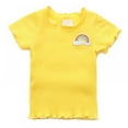 thumbnail image 2 of Toddlers Baby Girls Summer Clothes Ruffle Ribbed Knit Short Sleeves T-Shirt Tops, 2 of 7