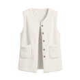 thumbnail image 4 of XRoczxe Women's Sherpa Fleece Vest, Button Down Sleeveless Warm Coat with Pockets, Casual Soft Fuzzy Outerwear for Fall Winter Layering & Daily Wear, 4 of 8