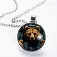 thumbnail image 2 of Bear Glass Circular Pendant Necklace | Stylish Glass Design Pendant Necklaces, 2 of 5
