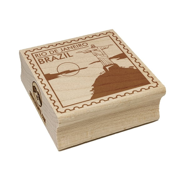 Rio de Janeiro Brazil Christ the Redeemer Travel Square Rubber Stamp Stamping Scrapbooking Crafting - Small 1.25in