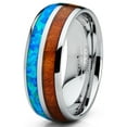 thumbnail image 2 of Metal Masters Mens Tungsten Carbide Wedding Band Ring Blue Opal Koa Wood Inlay Comfort-Fit 8mm, 2 of 6