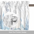 thumbnail image 6 of Retro Oceans Valance Curtain for Windows Watercolor Light Blue Jellyfish Seahorses Seaweed Rod Pocket Curtain Valances Short Window Treatments for Kitchen Bathroom Laundry Basement 60 x 14 Inch, 6 of 9