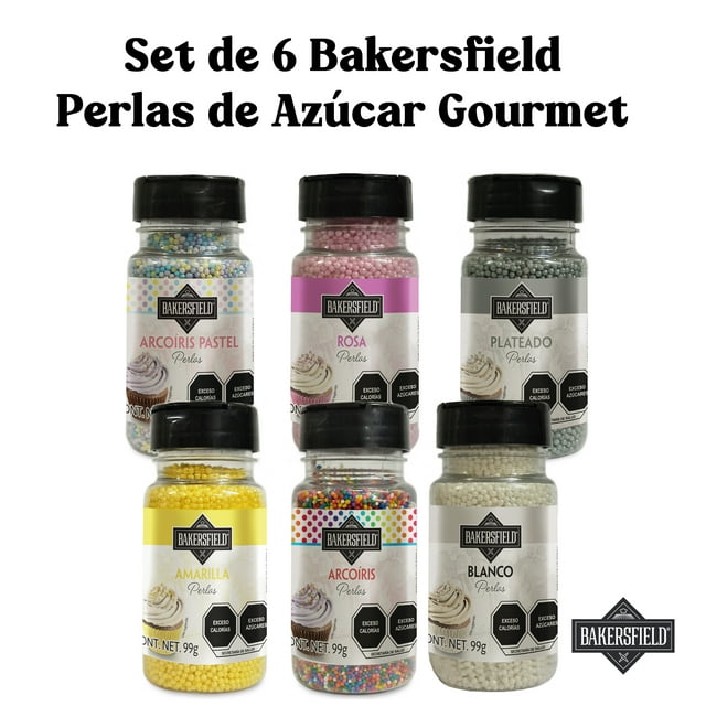 Decoracion de Reposteria Bakersfield Perlas Azucar Colores 99 gr Set de 6 piezas