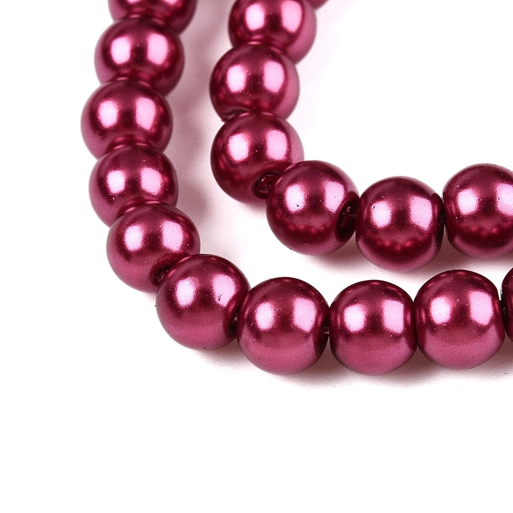 15Strand Baking Painted Pearlized Glass Pearl Round Bead Strands Camellia 8~9mm Hole: 1mm about 100~105pcs/strand 31.4 inch