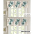 thumbnail image 4 of Tie Up Valance Curtain for Kitchen,Teal Blue Blossom Flower on Linen Rod Pocket Short Curtains Adjustable Tie-Up Shade Valances,Spring Floral Plant Window Treatment for Bathroom Living Room Bedroom, 4 of 8