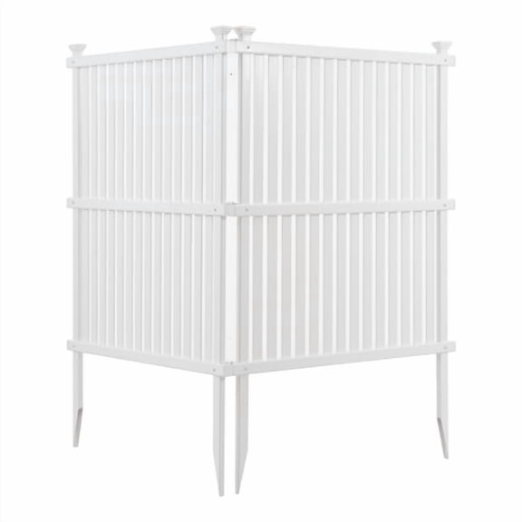 White Vinyl Privacy Screen Panels Kit | Air Conditioner & Trash Can Enclosure for Outdoor Patio, Yard, Lawn & Garden