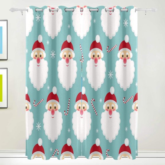 Coolnut Holidays Santa Lollipops Thermal Insulated Blackout Grommet Printed Window Curtain - 84x55 in - 100% Polyester 2 Panels, Stitchingstyles