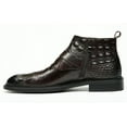 thumbnail image 3 of Santimon Coffee Dress Boots for Men Side Zipper Crocodile Grain Ankle Classic Formal Business Casual Boots US 5.5, 3 of 8