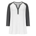 thumbnail image 6 of WMTBSRSW 3/4 Length Sleeve Womens Tops Color Block Henley Shirts Round Neck Tunic Tops to Wear with Leggings Drop Shoulder Work Business Blouse Gray Large, 6 of 9