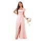 thumbnail image 1 of Vestido de dama de honor CDSSL con cuello cuadrado y aberturas de gasa, rubor, rosa, 20 W, 1 of 7