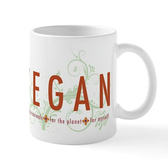 CafePress - Vegan For The Animals Mug - 11 oz Ceramic Mug - Novelty Coffee Tea Cup