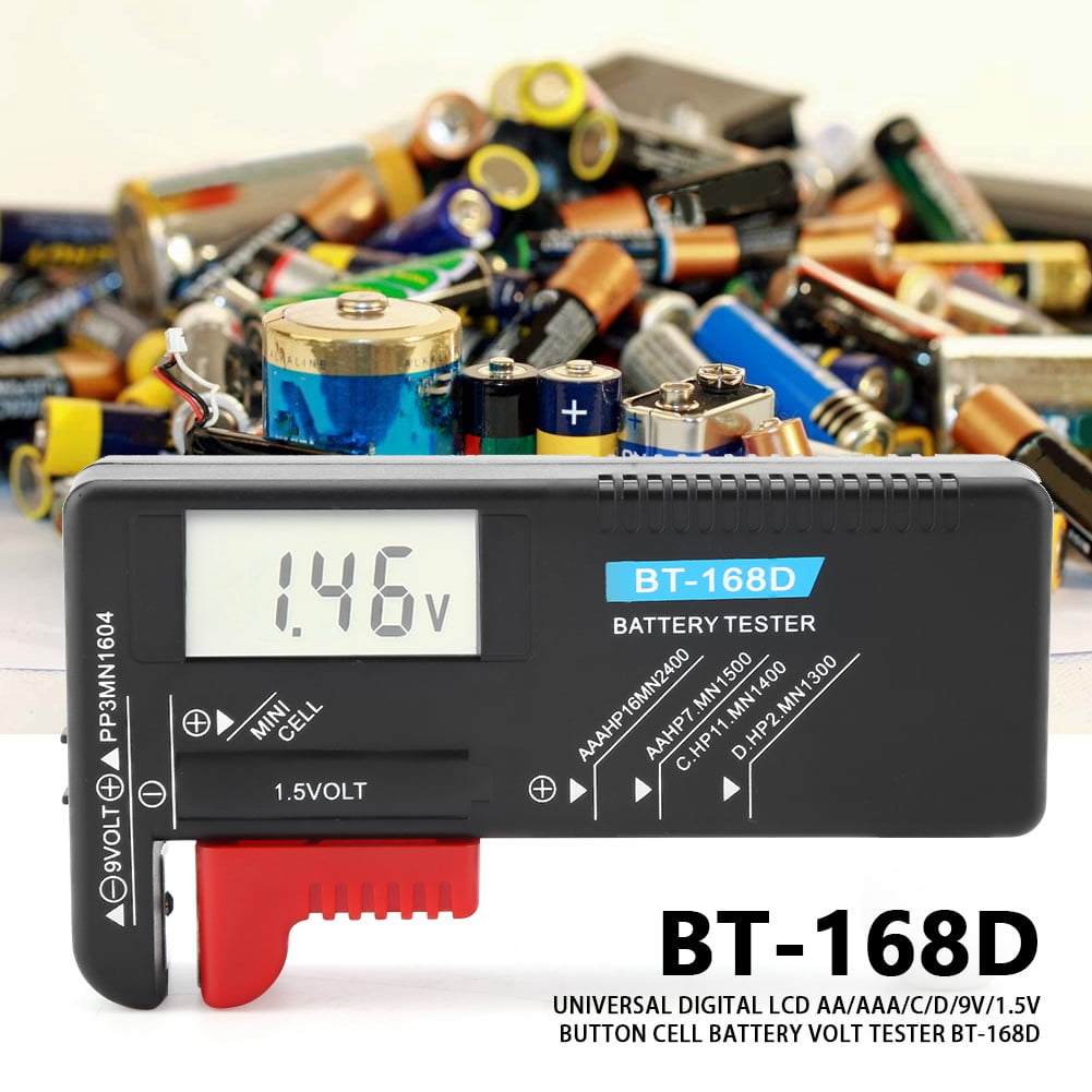 Universal Digital LCD AA/AAA/C/D/9V/1.5V Button Cell Battery Volt Tester BT-168D 