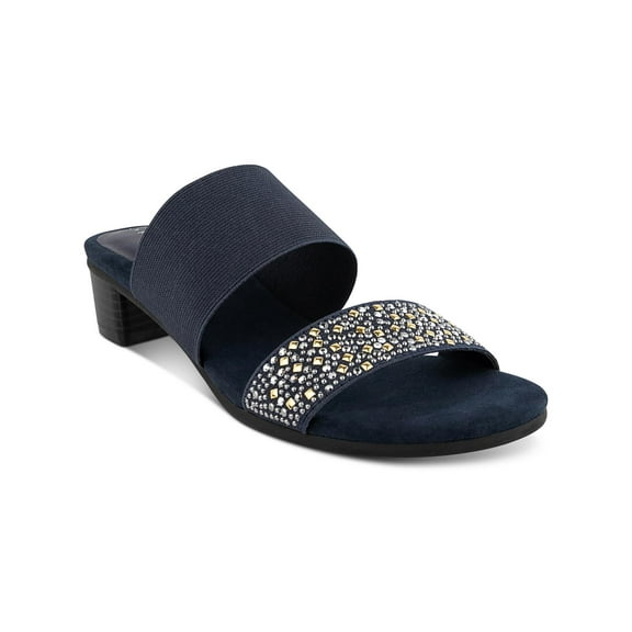 Karen Scott Womens Edeth Embellished Slip-On Slide Sandals