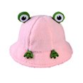 thumbnail image 2 of Up To $10 Bucket Hats Pink Children Fisherman Hat Fashionable Cartoon Frog In Autumn and Winter Cute Adjustable Warm, 2 of 3