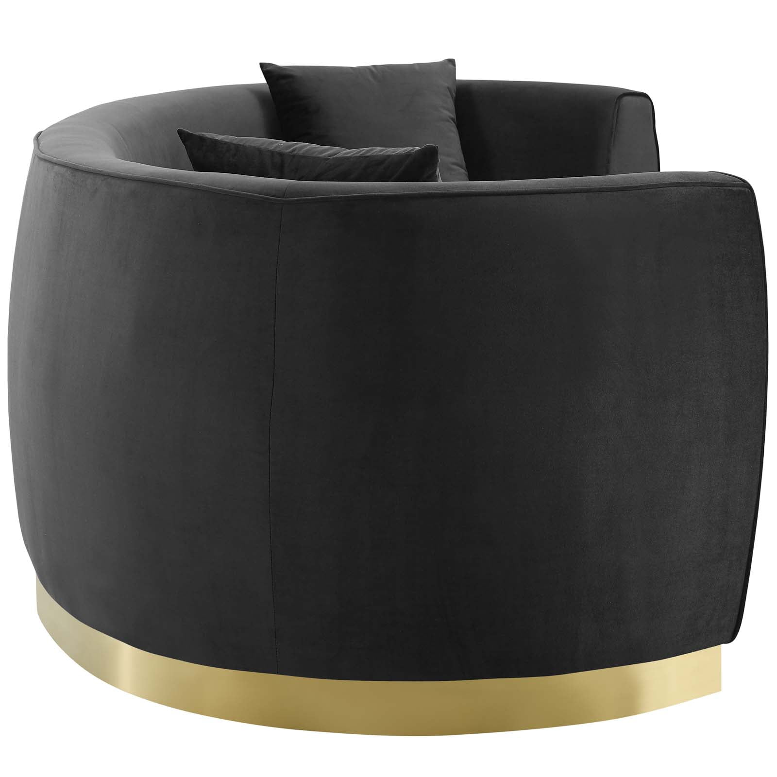 Modway Resolute Curved Performance Velvet Stainless Steel Sofa in Black