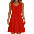 thumbnail image 7 of Women Summer Dresses 2026 V Neck Sleeveless Tank Dress Boho Tunic Dress Casual Loose Flowy A Line Dress Beach Vacation Sundresses Solid Color Womens Derss Red M, 7 of 7