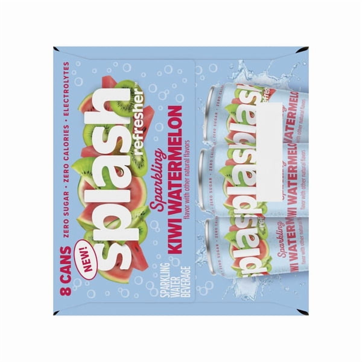 SPLASH Refresher Sparkling Water – Kiwi Watermelon Flavor, 24-Pack 12oz Can