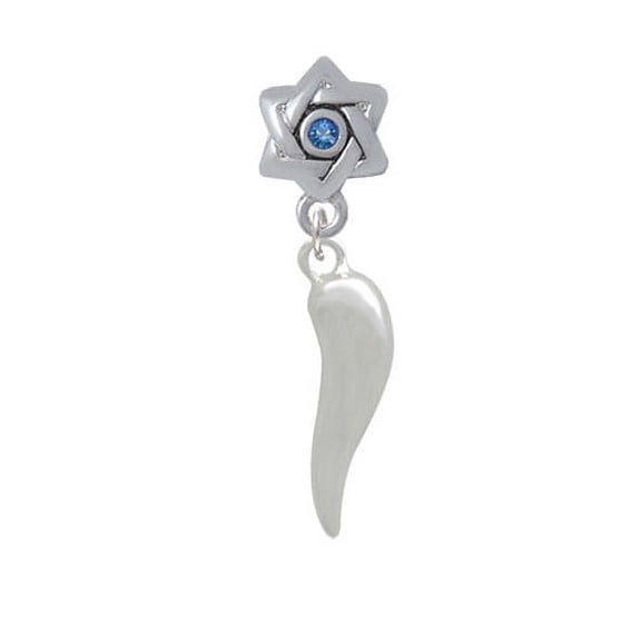 Good Luck Italian Horn - Star of David with Blue Crystal Charm Bead