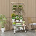 thumbnail image 2 of Costway 4-Tier Hanging Plant Stand Ladder Plant Shelf with Hanging Bar & Trellis, 2 of 10