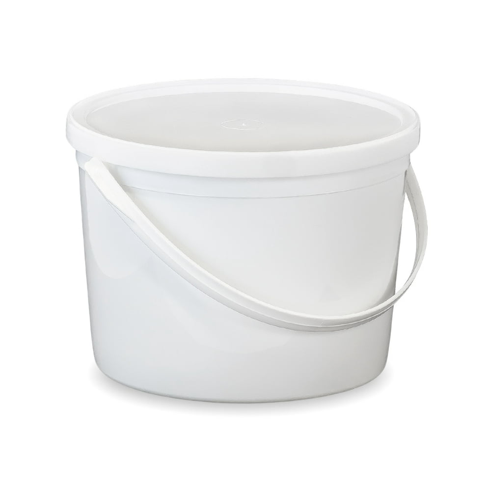 Food Grade Plastic Buckets with Lid and Handle - Gallon White Storage