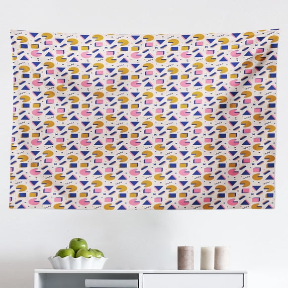 Retro Tapestry, Polka Dot Style Circular Framed Abstract Colorful Spring Flower Twigs Pattern, Fabric Wall Hanging Decor for Bedroom Living Room Dorm, 2 Sizes, Mustard Multicolor, by Ambesonne