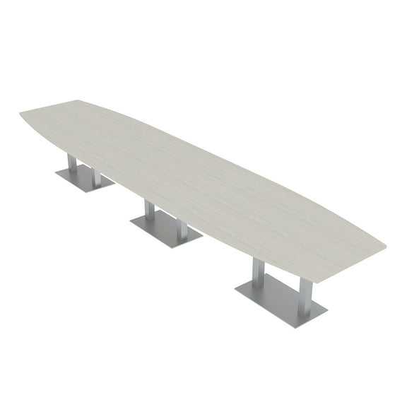 18X4 Modular Boardroom Table Boat Shaped with Metal Bases Power Units