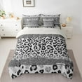 thumbnail image 2 of Homewish Modern Glitter Fashion Bedding Comforter Set 7pcs for Kids, Mystic Sliver Leopard Print Queen Bedding Sets, Cheetah Animal Reversible Queen Sheet Sets, Luxury Bedroom Decor, 2 of 7